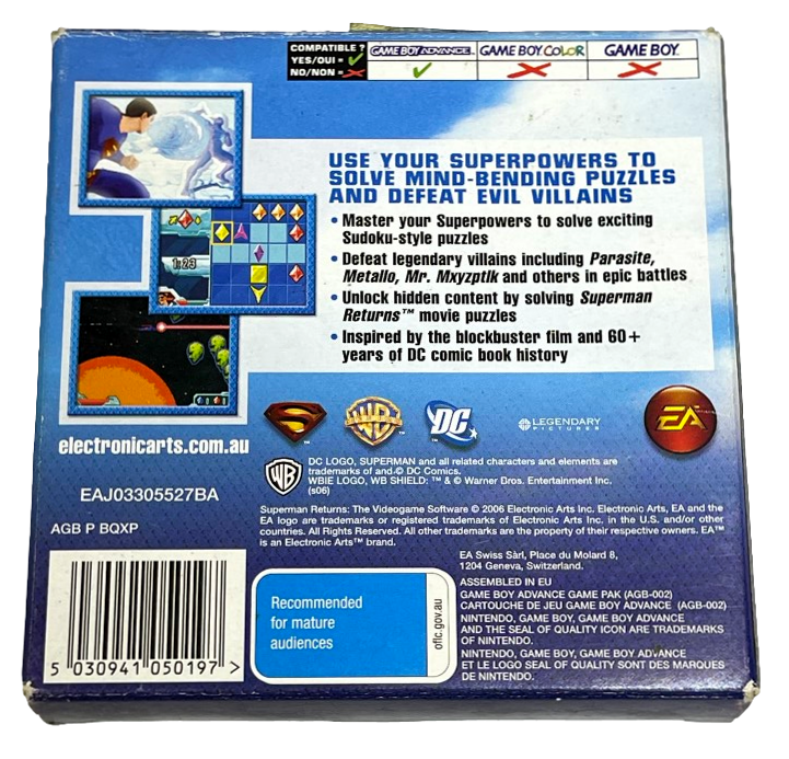 Superman Returns Nintendo Gameboy Advance GBA *Complete* Boxed (Preowned)