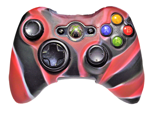 Silicone Cover For XBOX 360 Controller Skin Case Black Red Swirls