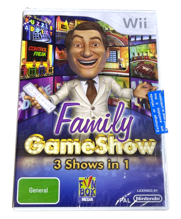 Family Game Show 3 Shows in 1 Nintendo Wii PAL Wii U Compatible *Factory Sealed*