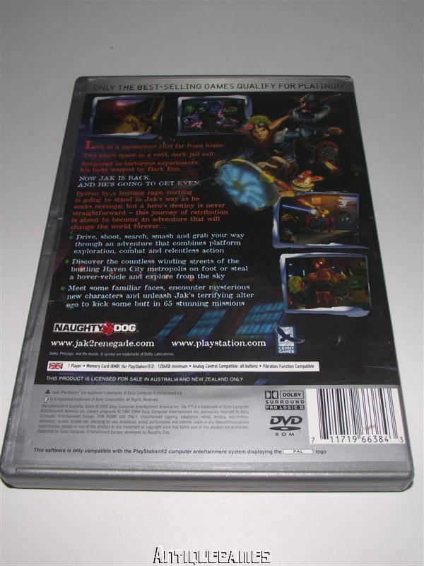 Jak II Renegade PS2 (Platinum) PAL *No Manual* (Pre-Owned)