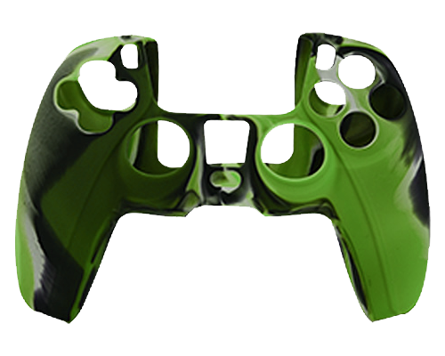 Silicone Cover For PS5 Controller Case Skin - Green/Black Swirls