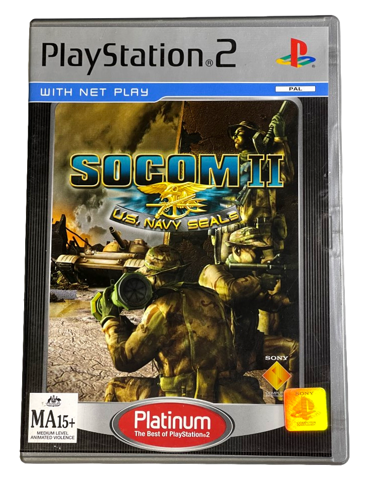 SOCOM II US Navy Seals PS2 Platinum PAL *Complete* (Preowned)