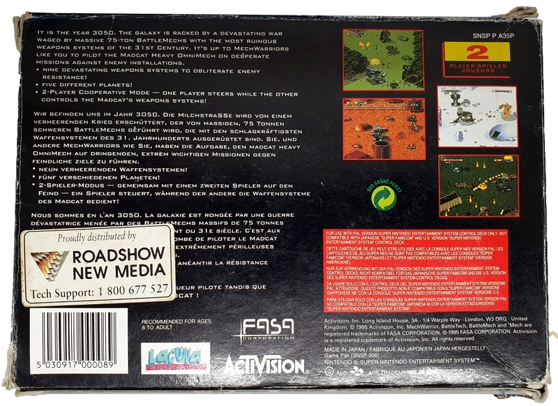 MechWarrior 3050 Super Nintendo SNES Boxed *No Manual* PAL (Preowned)