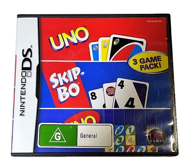 UNO, Skip-Bo, UNO Free Fall Nintendo DS 2DS 3DS Game *Complete* (Pre-Owned)