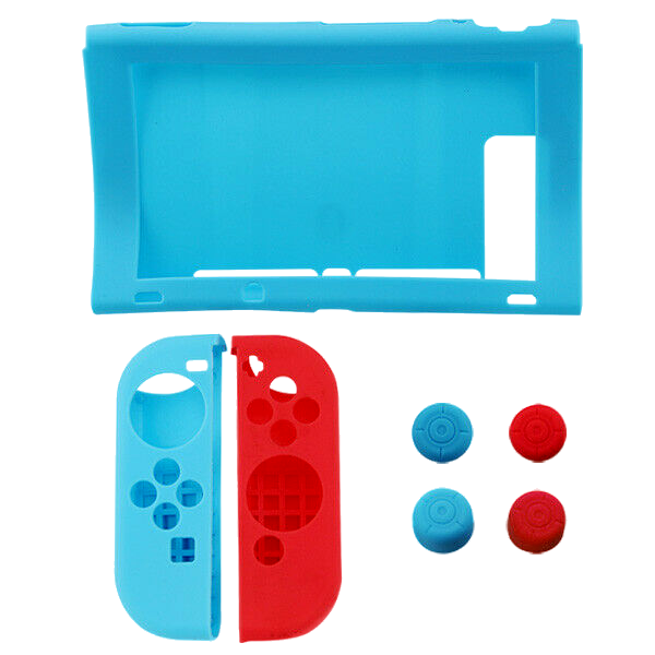 Silicone Cover For Switch - 7 Piece Set Joy Con Skin Case Blue