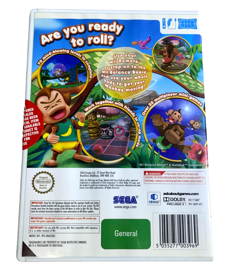 Super Monkey Ball Step & Roll Nintendo Wii PAL Wii U Compatible *Shop Sealed*