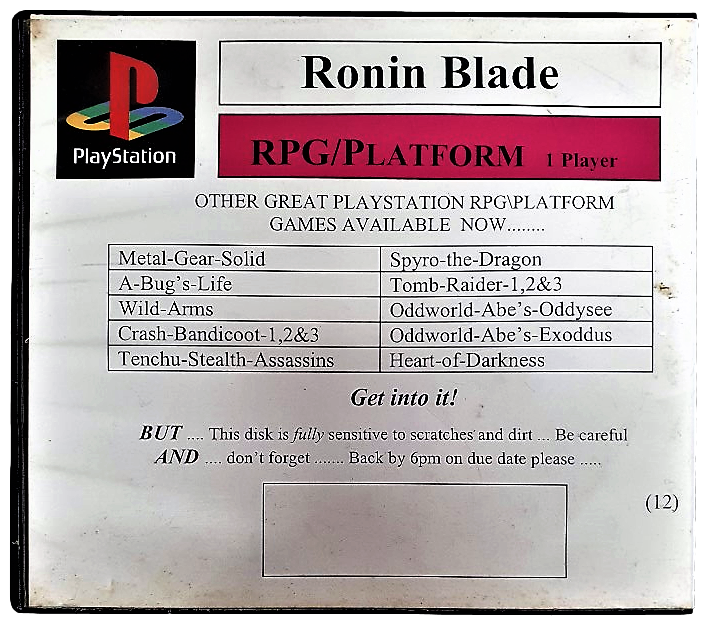 Ronin Blade PS1 PS2 PS3 PAL *Complete* Ex Rental (Pre-Owned)