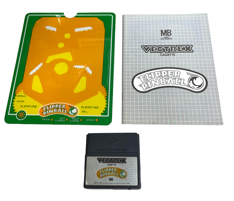 Vectrex Flipper Pinball Video Game Cartridge Overlay & Manual (Preowned)