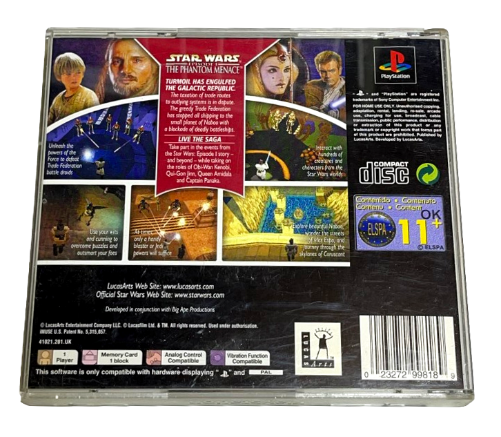 Star Wars Episode 1 The Phantom Menace PS1 PS2 PS3 PAL *Complete* (Preowned)