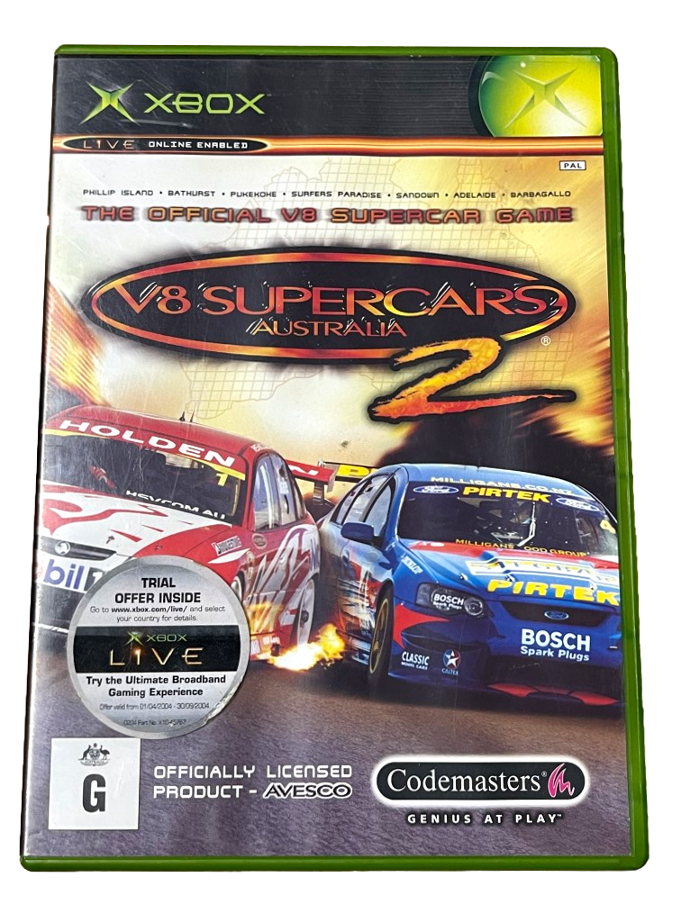 V8 Supercars Australia 2 Xbox Original PAL *No Manual* (Pre-Owned)