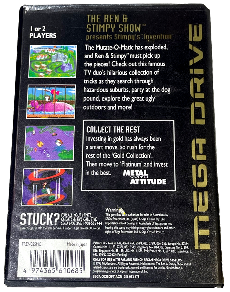 The Ren & Stimpy Show Gold Collection Sega Mega Drive *No Manual* Ex Rental