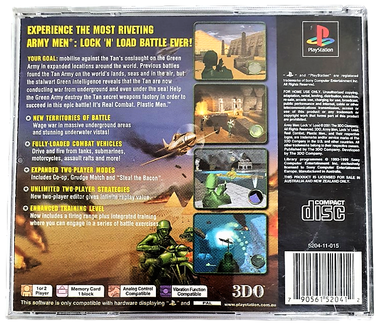 Army Men Lock 'N' Load PS1 PS2 PS3 PAL *Complete*