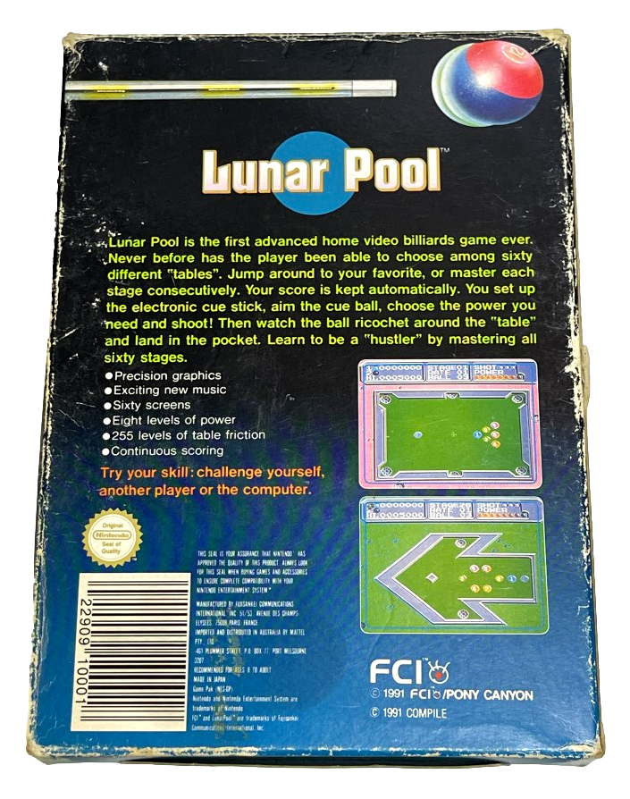 Lunar Pool Nintendo NES Boxed PAL *Complete* (Preowned)