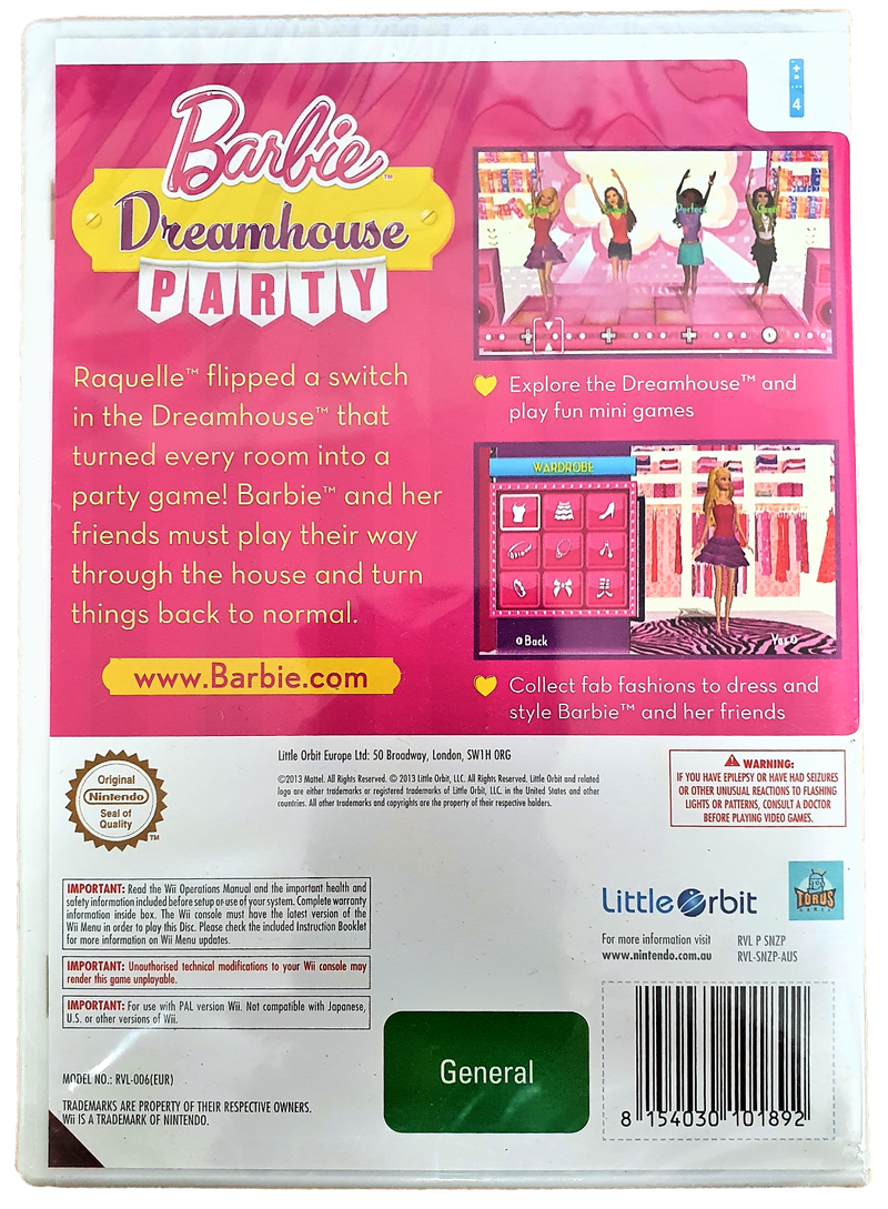 Barbie Dreamhouse Party Nintendo Wii PAL Wii U Compatible *Sealed*