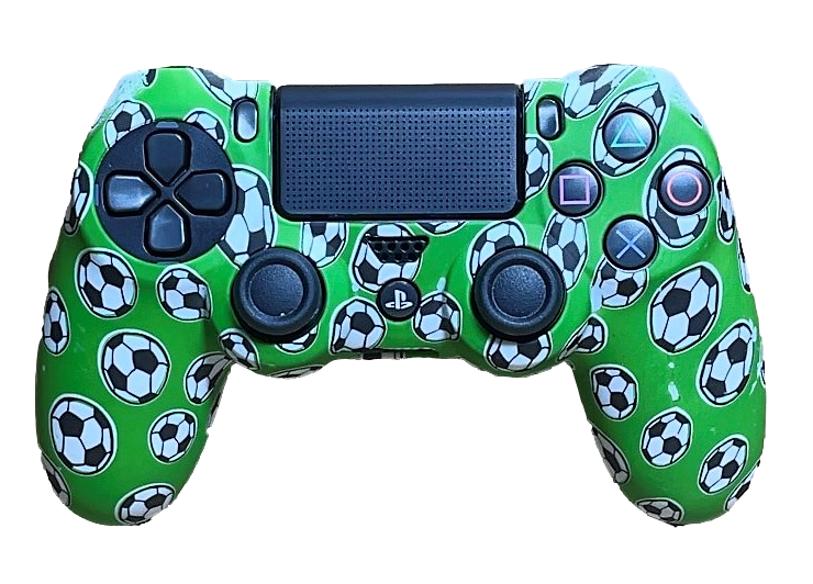 Silicone Cover For PS4 Controller Case Skin - Green Soccer Balls Football