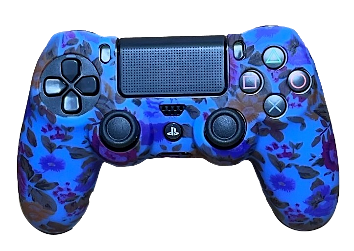 Silicone Cover For PS4 Controller Case Skin - Blue Floral