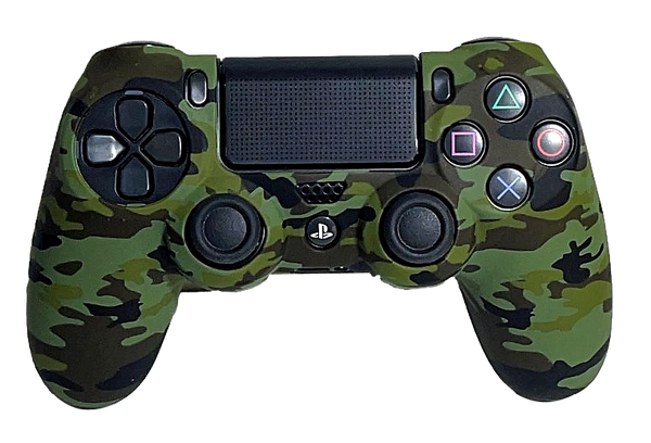 Silicone Cover For PS4 Controller Case Skin Dark Green Camo