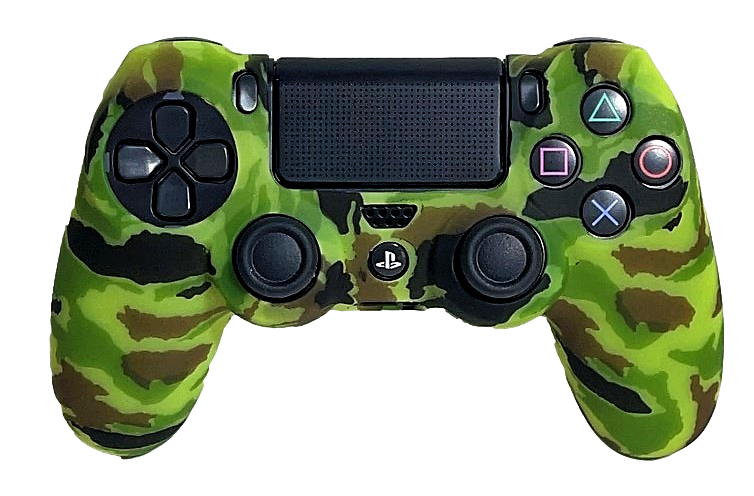 Silicone Cover For PS4 Controller Case Skin - Lime Green Camo