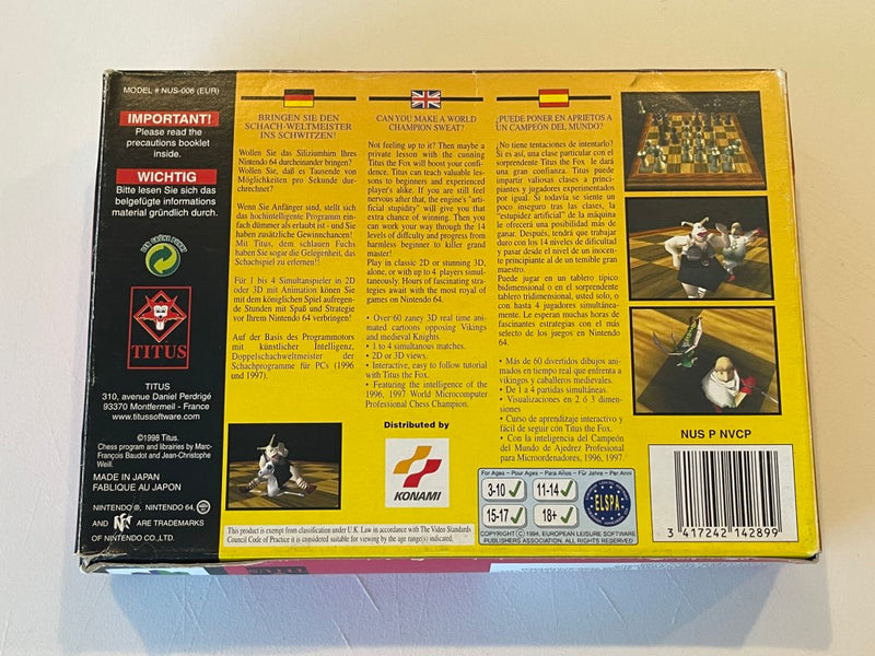 Virtual Chess 64 Nintendo 64 N64 Boxed PAL *Complete* (Preowned)