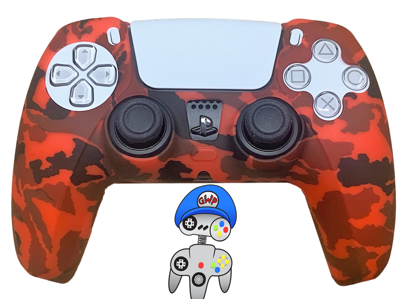 Silicone Cover For PS5 Controller Case Skin - Red Camo - Games We Played