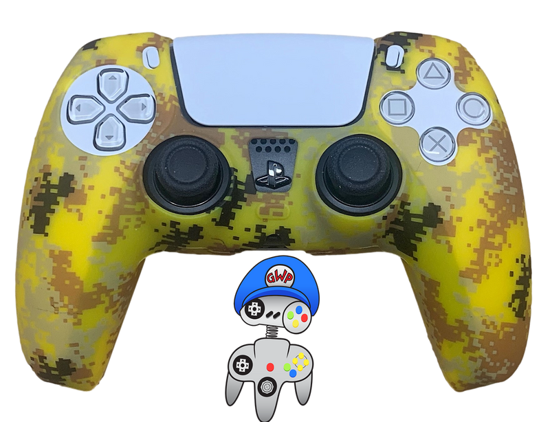 Silicone Cover For PS5 Controller Case Skin - Yellow Camo - Games We Played
