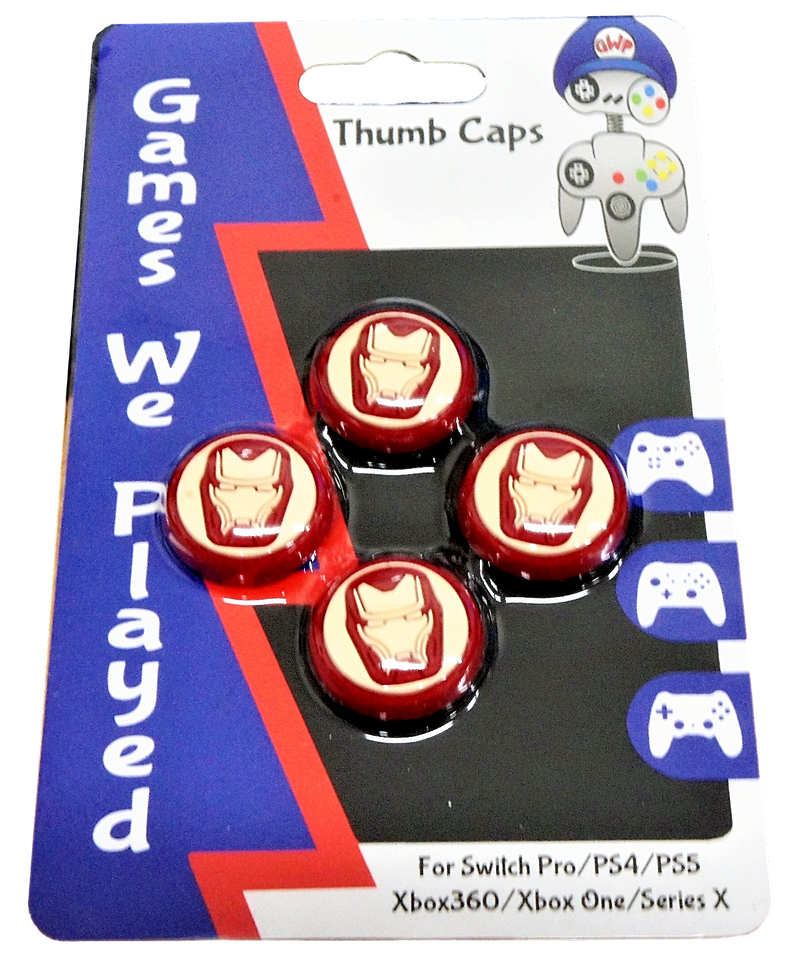 4 x Thumb Grips For PS4 PS5 XBOX ONE Xbox Series X Toggle Cover - Iron Man